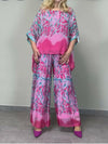 Women's Round Neck Printed Chiffon Suit