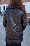 Women's Casual Solid Color Warm Fur Collar Cotton Coat