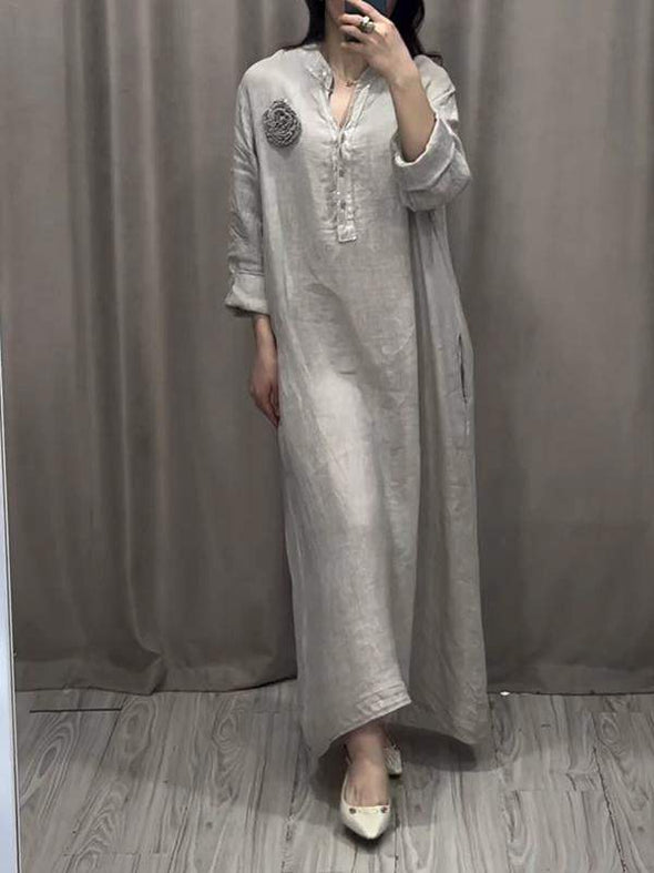 Casual V-neck Loose Dress