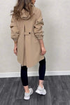 Women's Spring and Fall Solid Color Elastic Waist Trench Coat