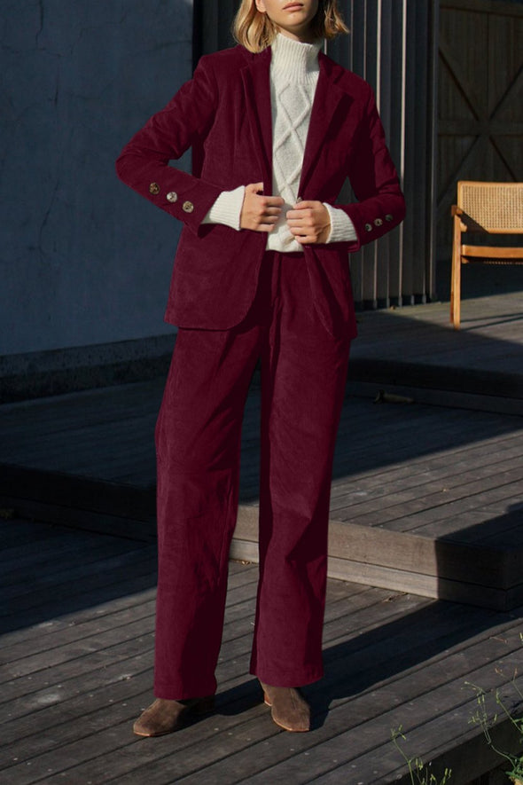 Ladies Casual Commuting Corduroy Suit