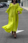 Women's Elegant V-neck Ruffled Sleeves Loose Dress